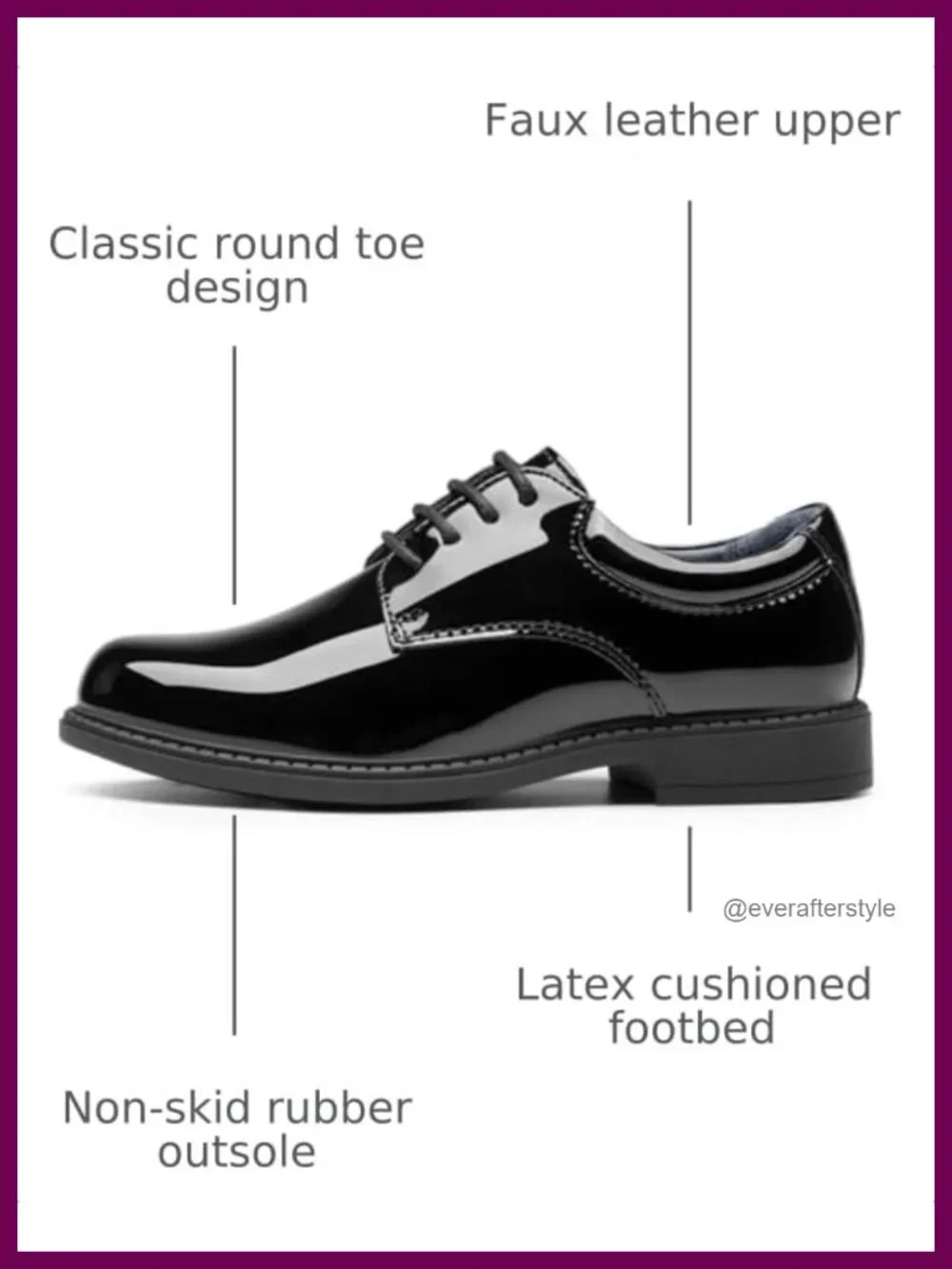 Boys Oxford Dress Shoes Faux Leather Lace Up Low Top